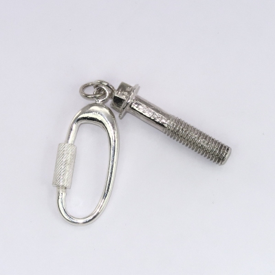 Solid silver bolt as fob on a keyring